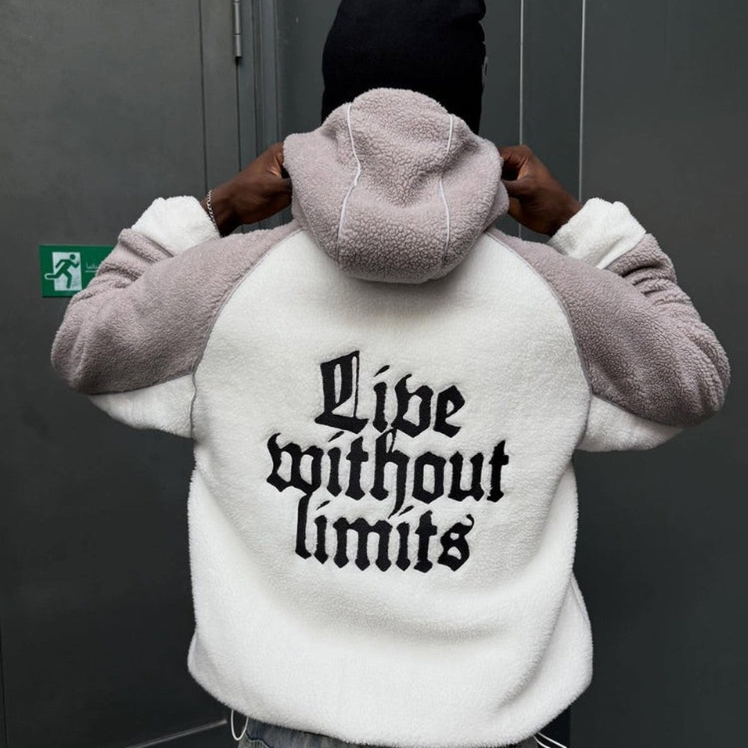 Colour-Block Sherpa Fleece Jacket