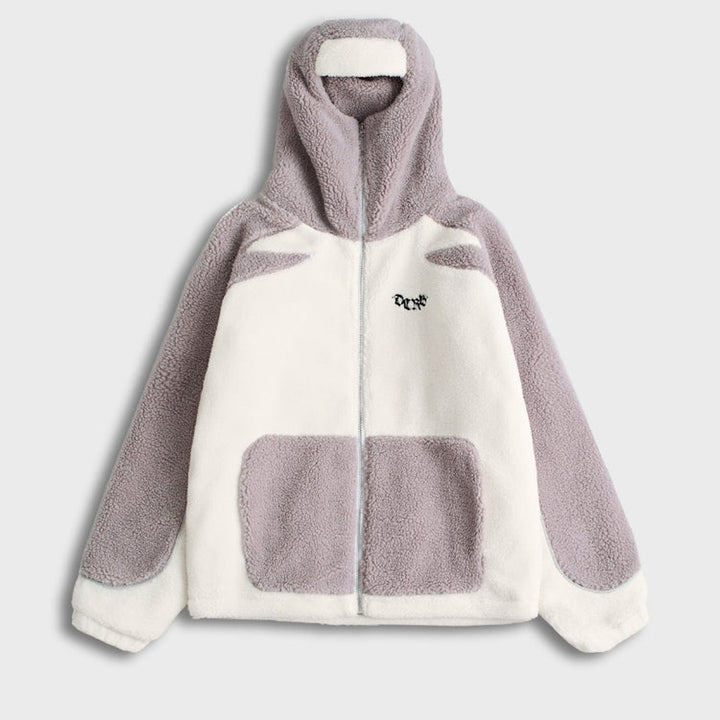 Colour-Block Sherpa Fleece Jacket