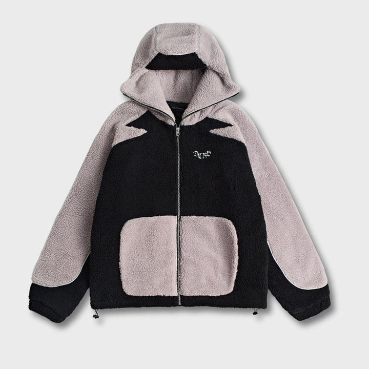 Colour-Block Sherpa Fleece Jacket
