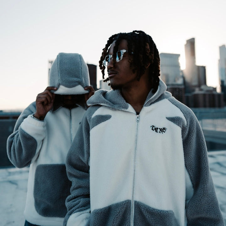 Colour-Block Sherpa Fleece Jacket