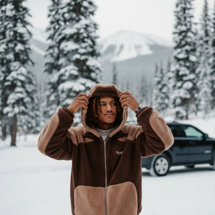 Colour-Block Sherpa Fleece Jacket
