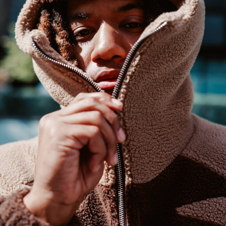 Colour-Block Sherpa Fleece Jacket