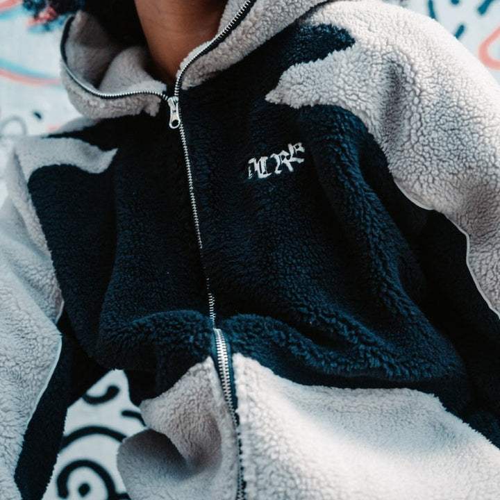 Colour-Block Sherpa Fleece Jacket