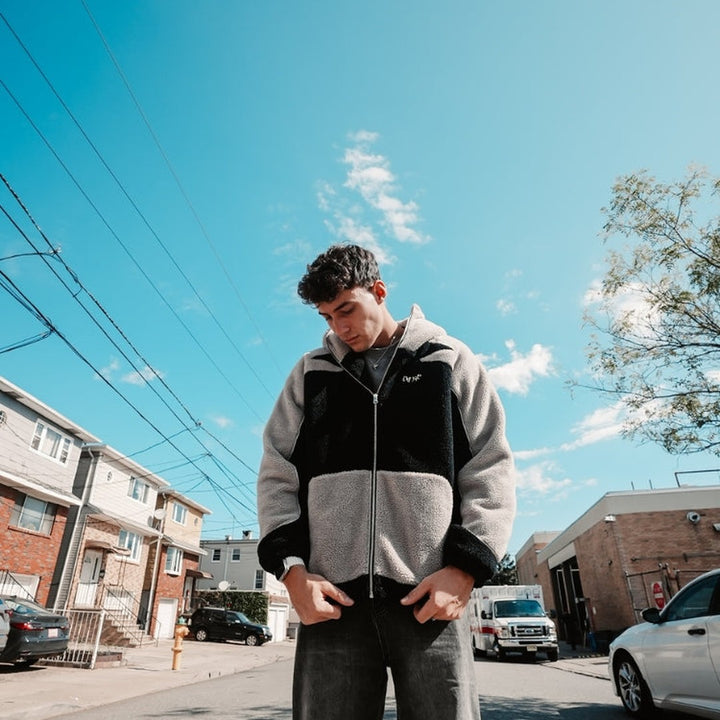 Colour-Block Sherpa Fleece Jacket