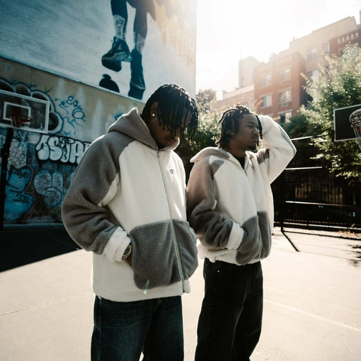 Colour-Block Sherpa Fleece Jacket