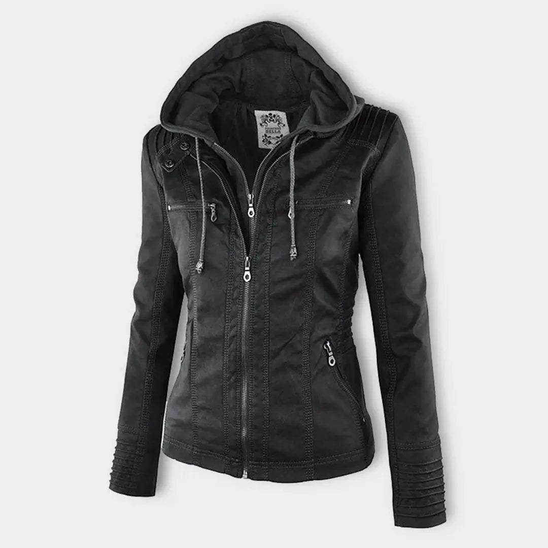 Hooded Leather-Look Jacket