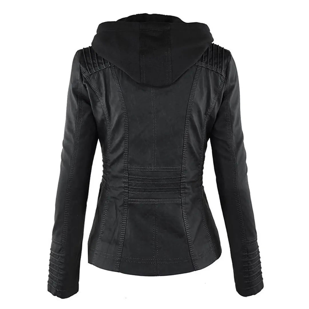 Hooded Leather-Look Jacket