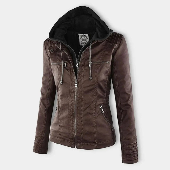 Hooded Leather-Look Jacket