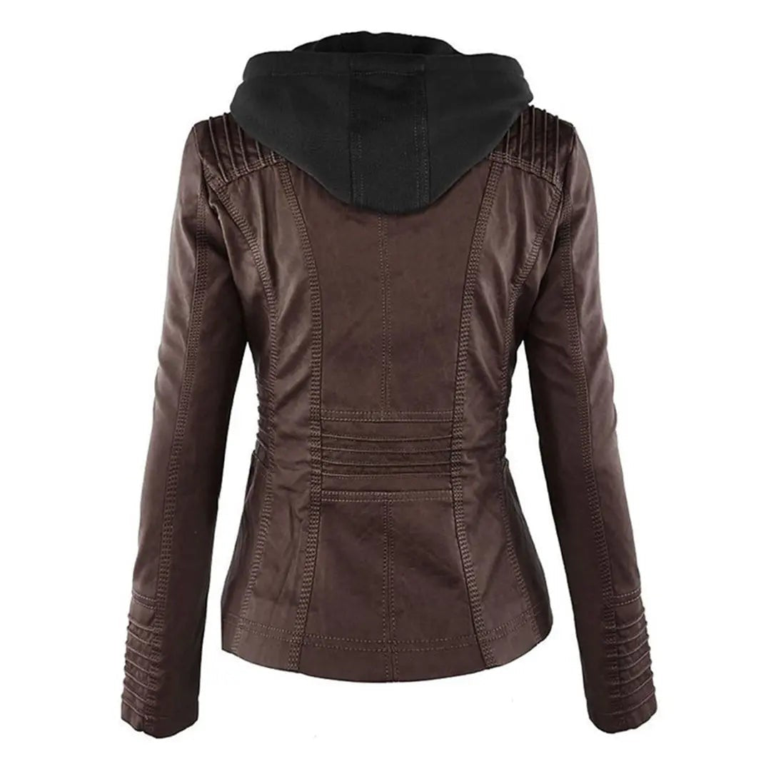 Hooded Leather-Look Jacket