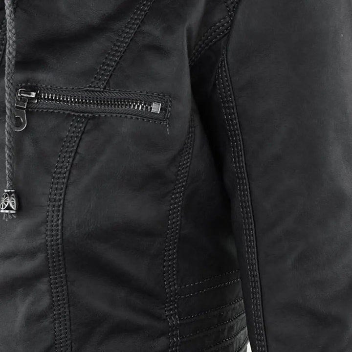 Hooded Leather-Look Jacket