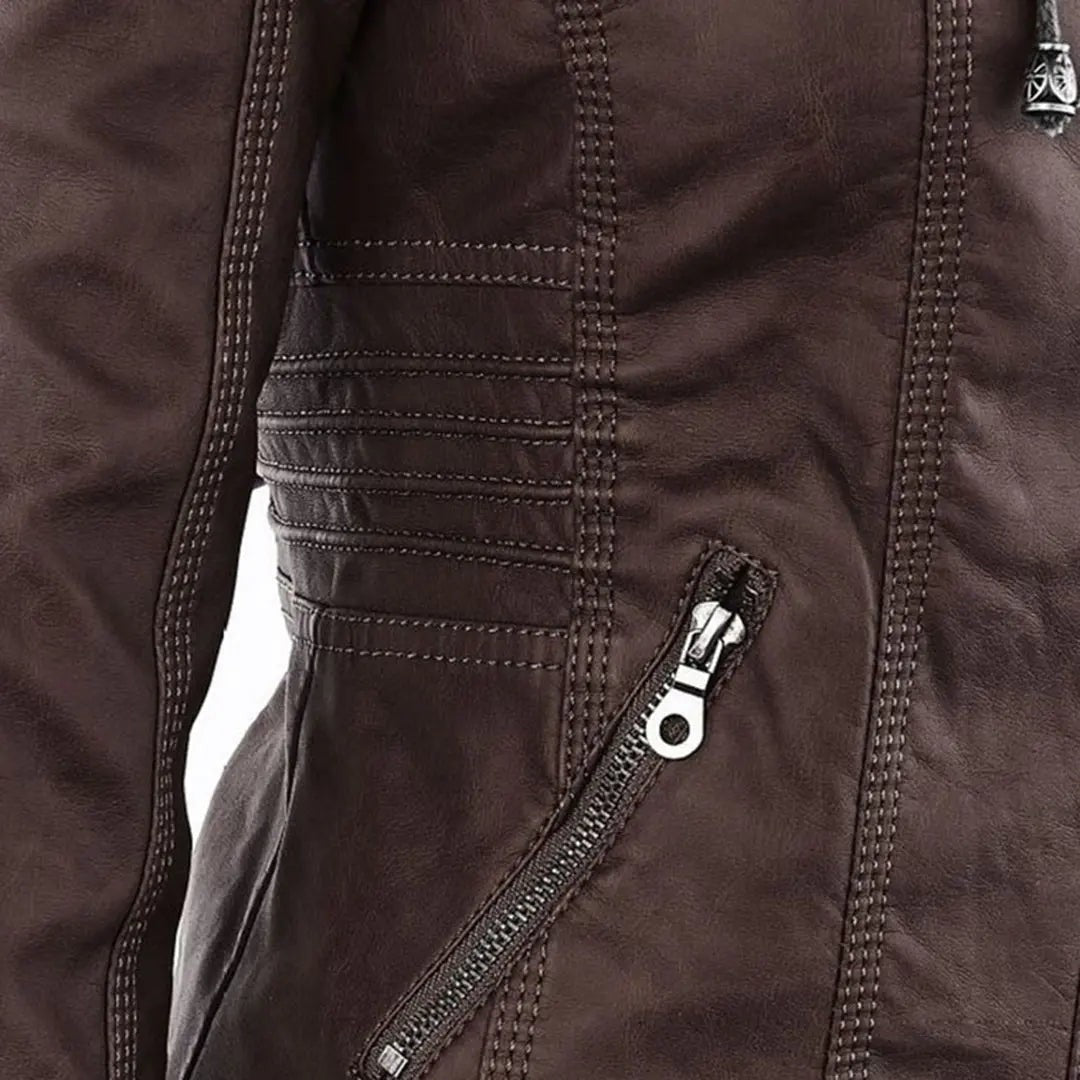 Hooded Leather-Look Jacket