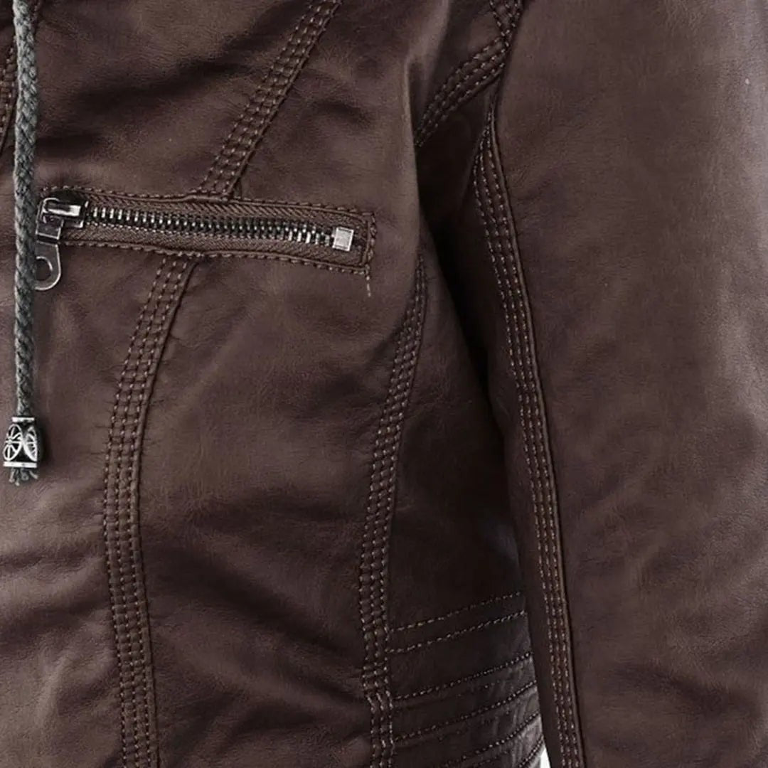 Hooded Leather-Look Jacket