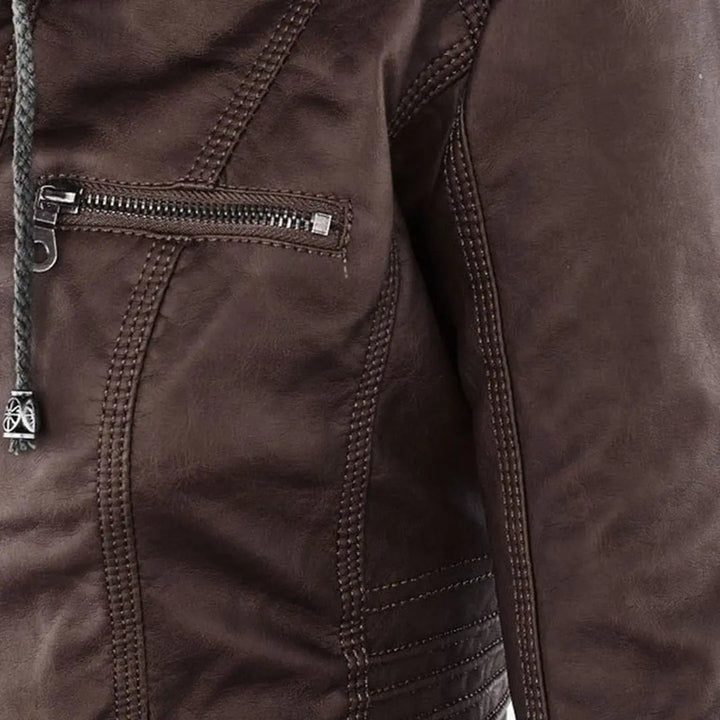 Hooded Leather-Look Jacket