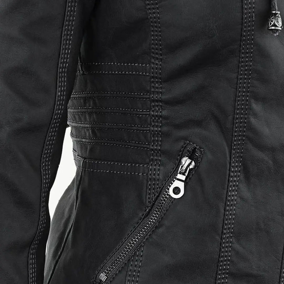 Hooded Leather-Look Jacket
