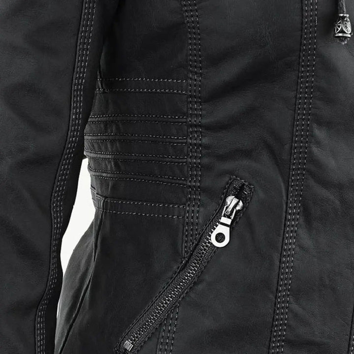 Hooded Leather-Look Jacket