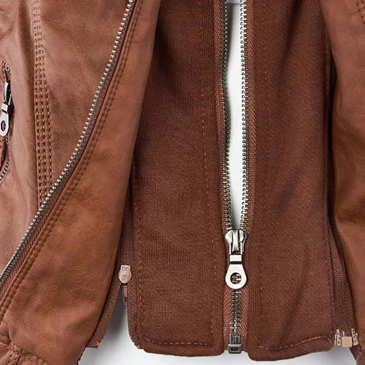 Hooded Leather-Look Jacket