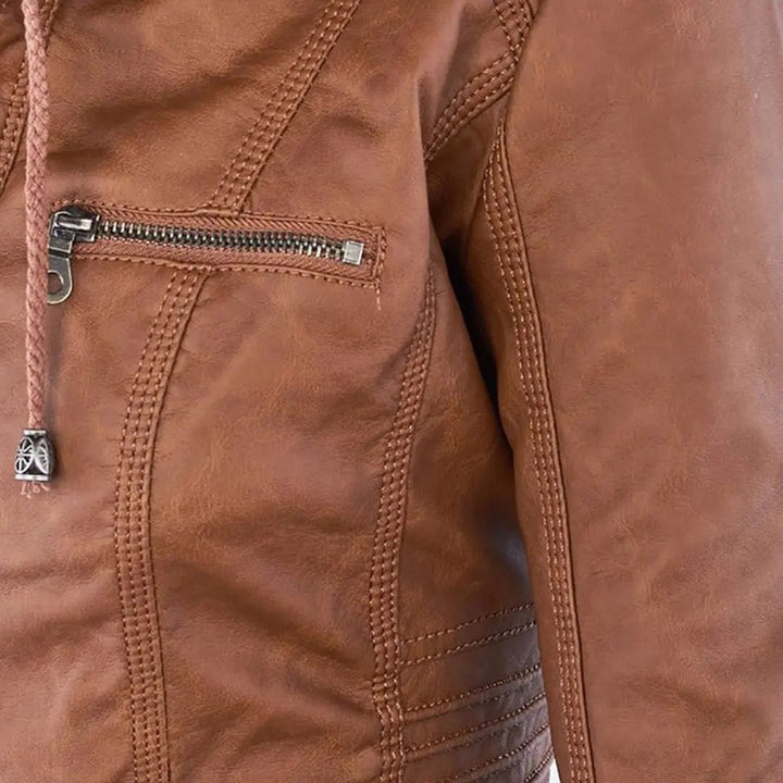 Hooded Leather-Look Jacket
