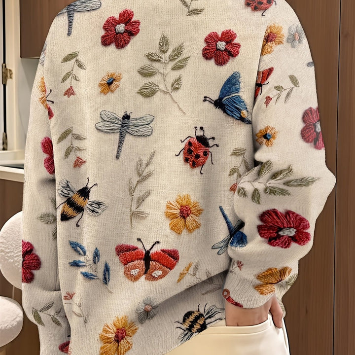 Elsie | Botanical Print Crewneck Sweater