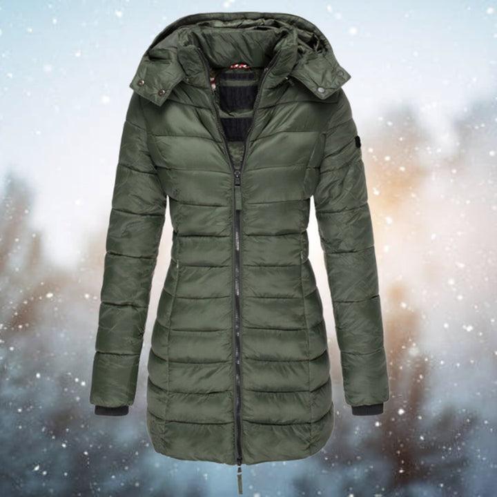 Women’s Quilted Hooded Puffer Coat – Long Winter Layer for City Days and Outdoor Wear