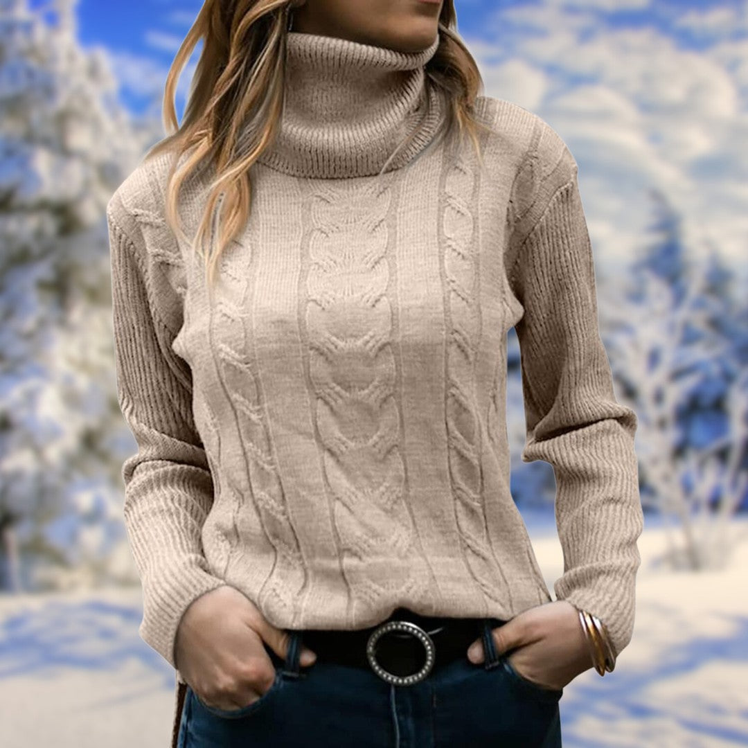 Women’s Turtleneck Knit Jumper – Soft Warm Fitted Pullover Elegant Comfortable Sweater