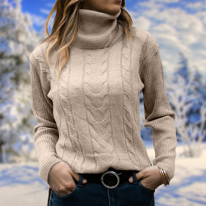 Women’s Turtleneck Knit Jumper – Soft Warm Fitted Pullover Elegant Comfortable Sweater