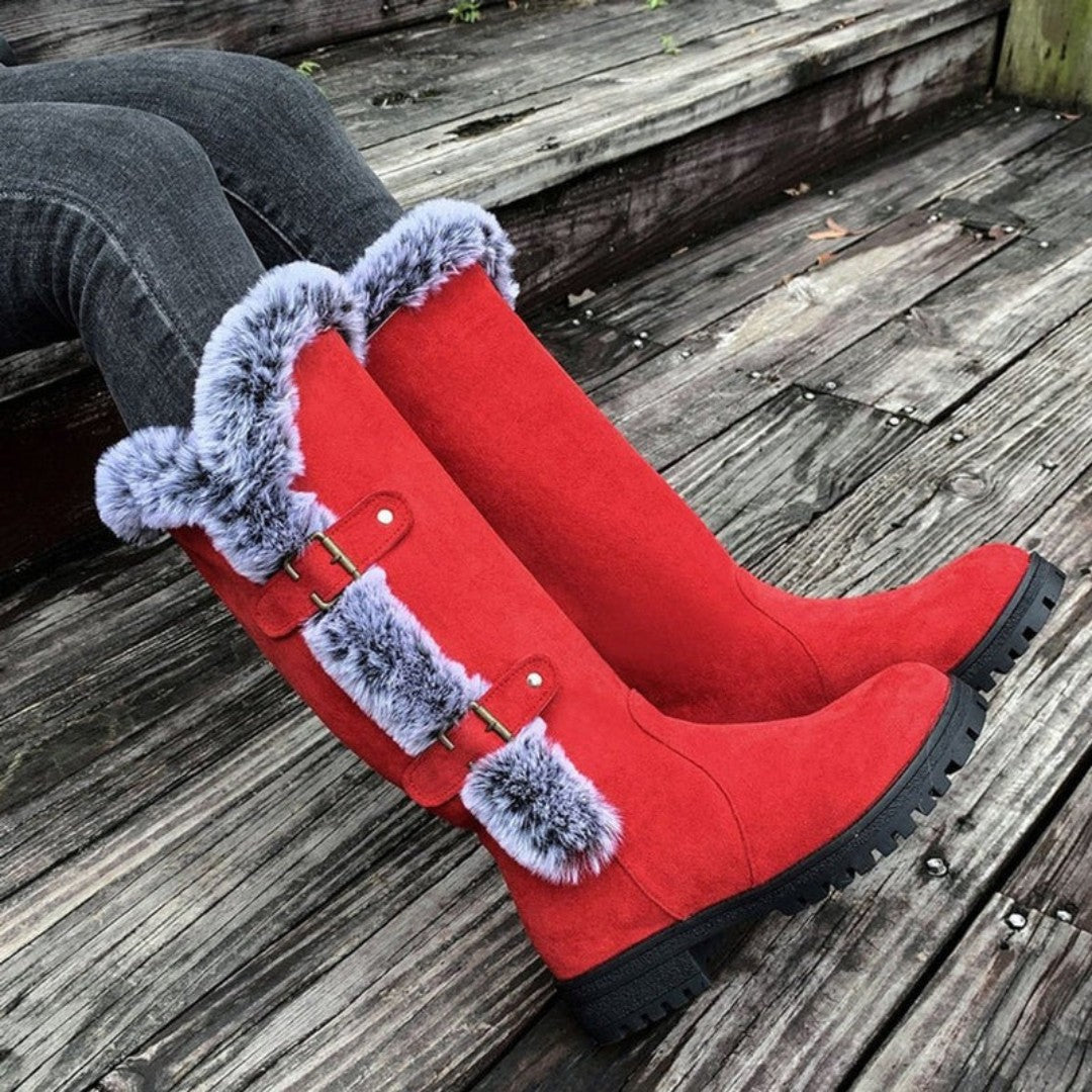 Women’s Tall Winter Boots with Buckle Detail – Warm Cold-Weather Footwear for Everyday Wear