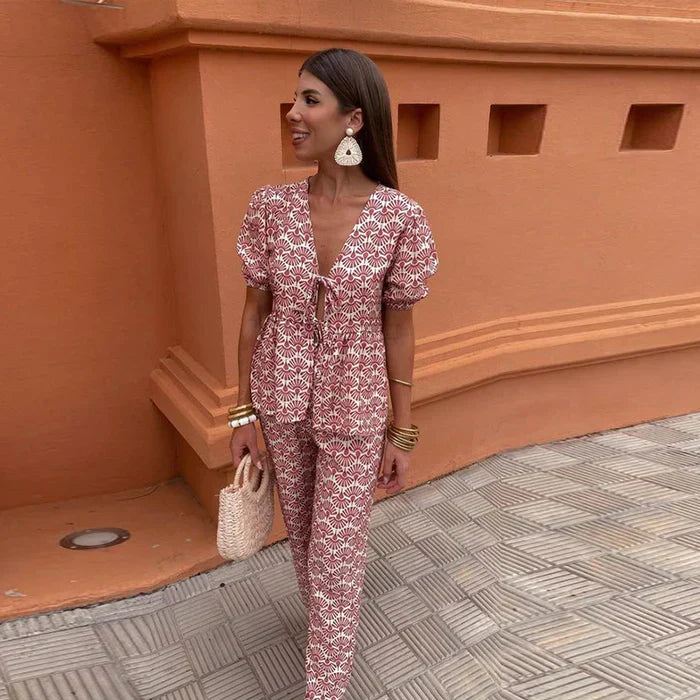 Bold Print Top And Skirt Set