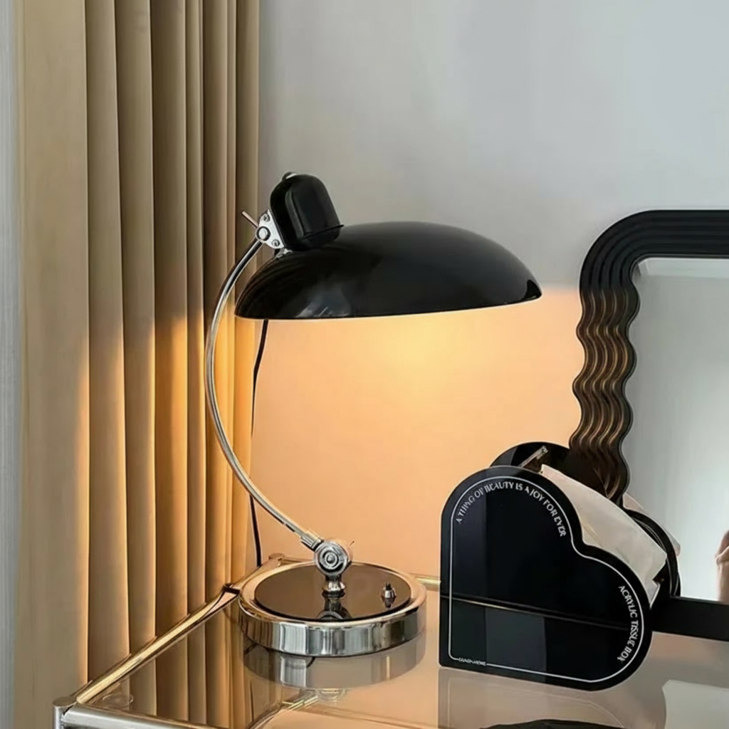 Curved Metal Table Lamp | Bauhaus-Inspired Design