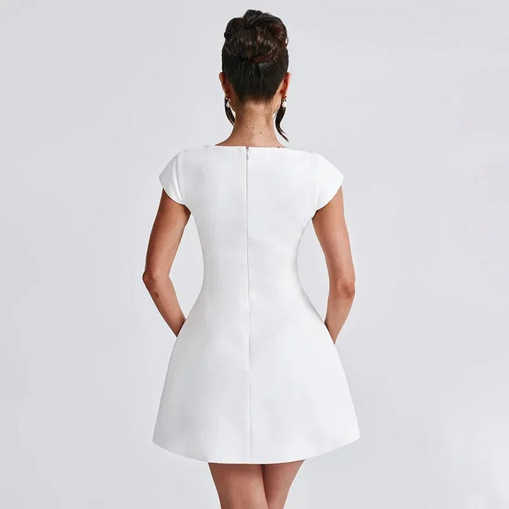 White Square Neck Mini Dress