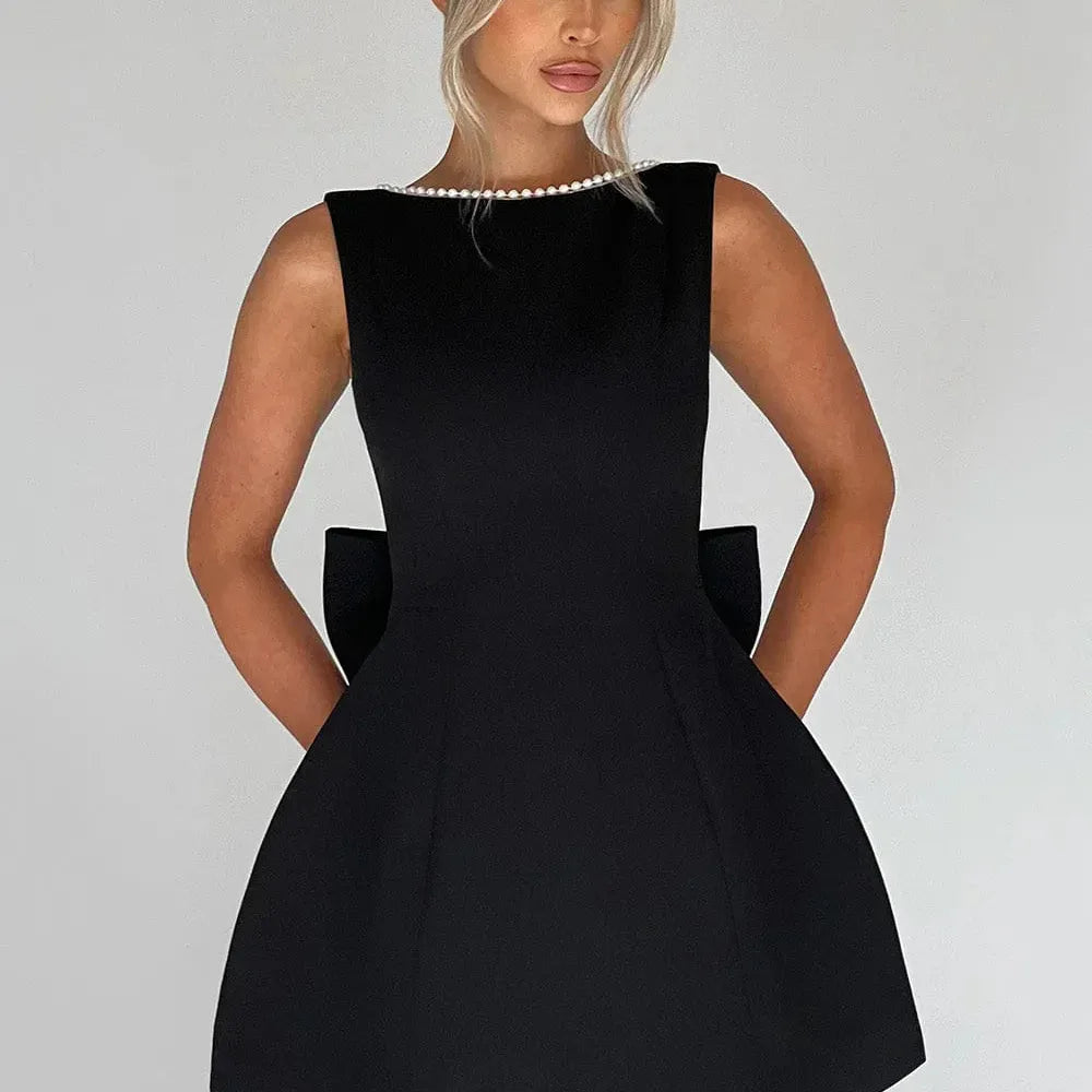 Short Dress with Back Bow