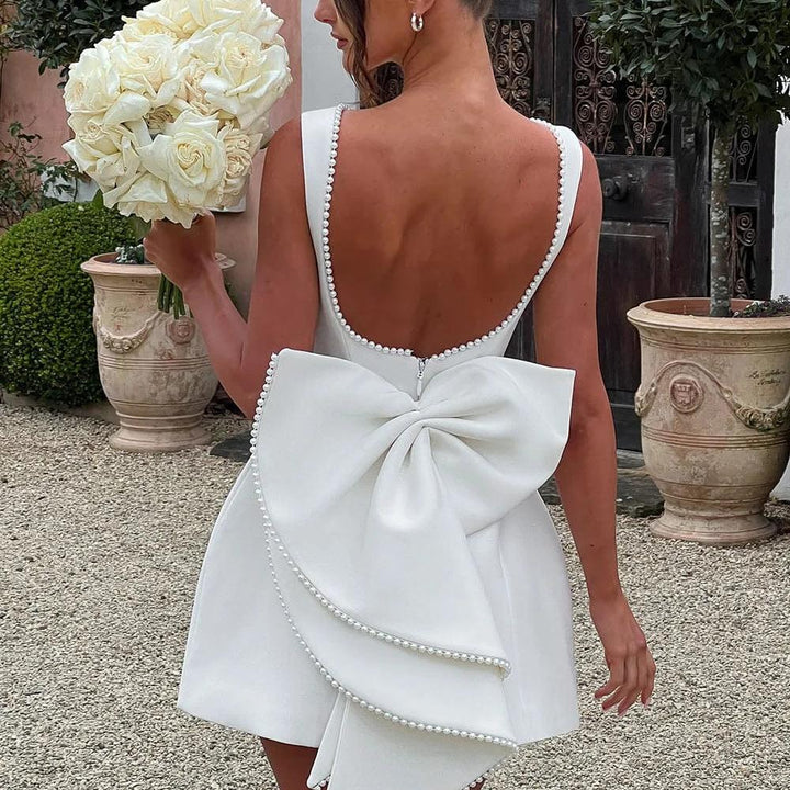 Short Dress with Back Bow