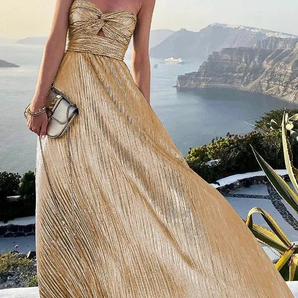 Strapless Shimmer Maxi Dress