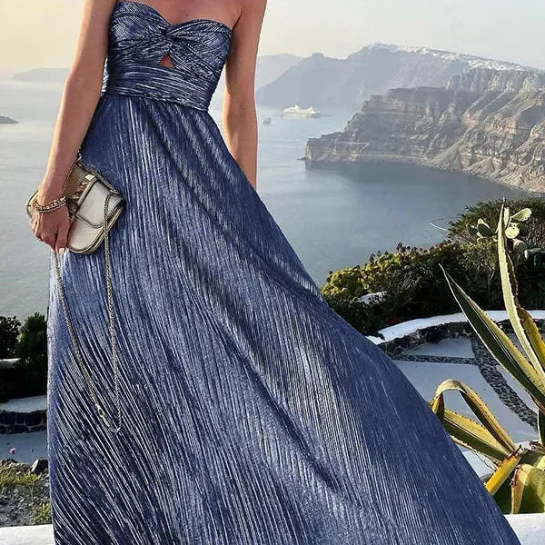 Strapless Shimmer Maxi Dress