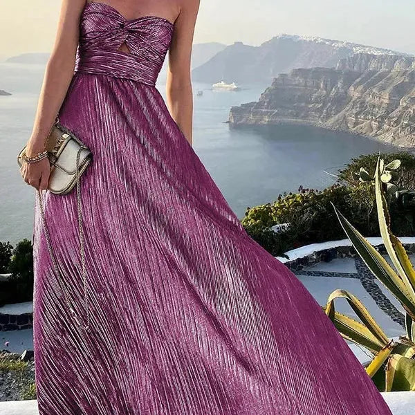Strapless Shimmer Maxi Dress