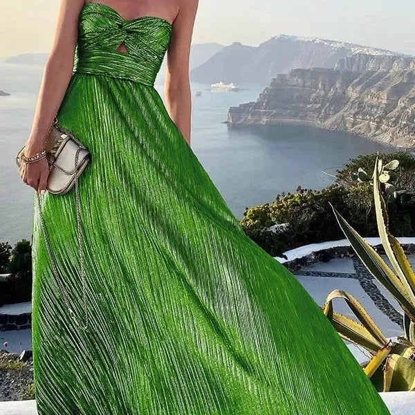 Strapless Shimmer Maxi Dress