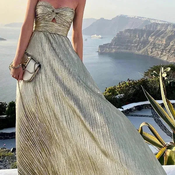 Strapless Shimmer Maxi Dress