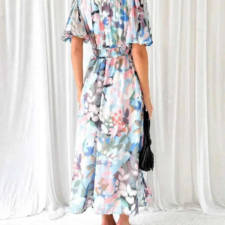 Floral Long Sleeve V-Neck Maxi Dress