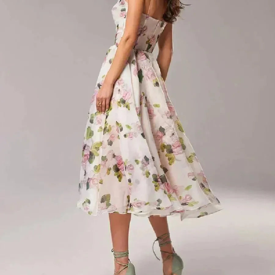 Floral Strap Midi Dress