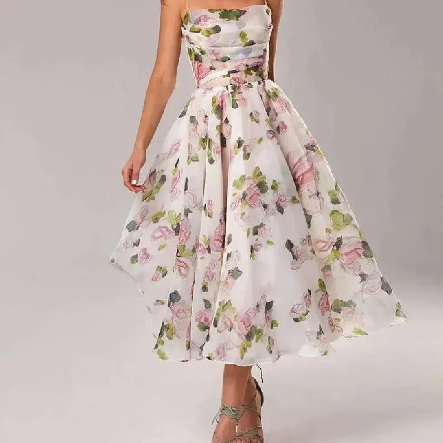 Floral Strap Midi Dress