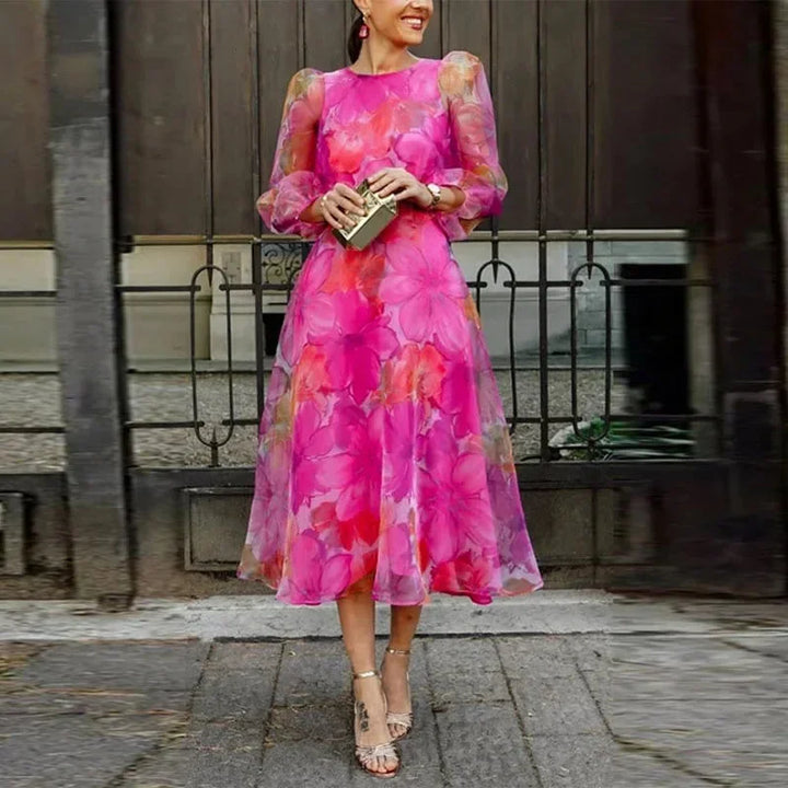 Floral Long Sleeve Midi Dress