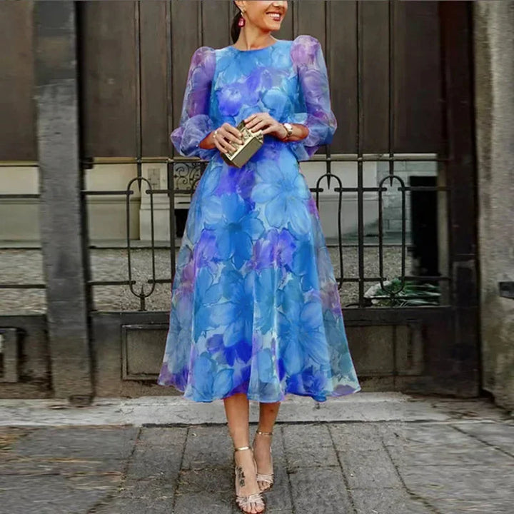 Floral Long Sleeve Midi Dress