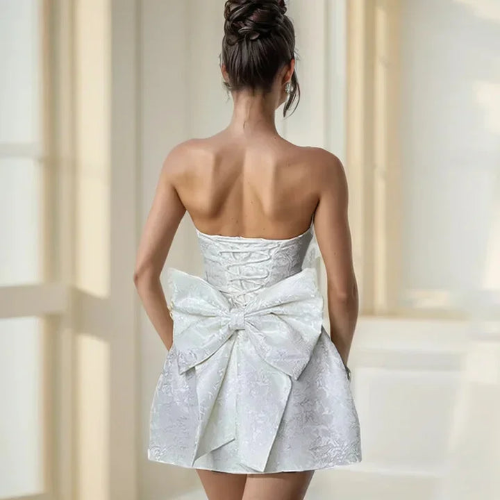 Strapless Jacquard-Look Mini Dress