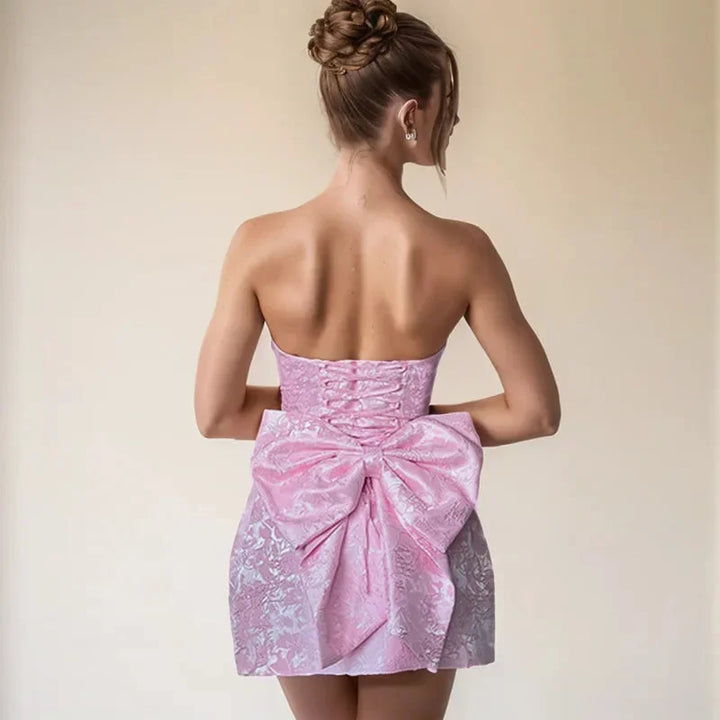 Strapless Jacquard-Look Mini Dress