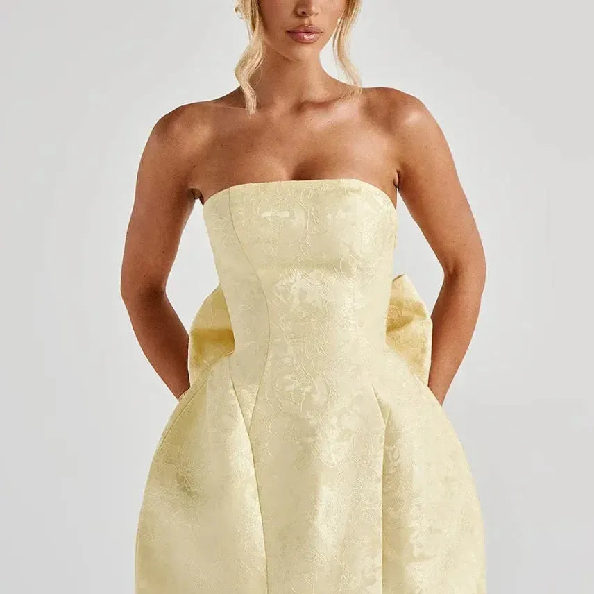 Strapless Jacquard-Look Mini Dress