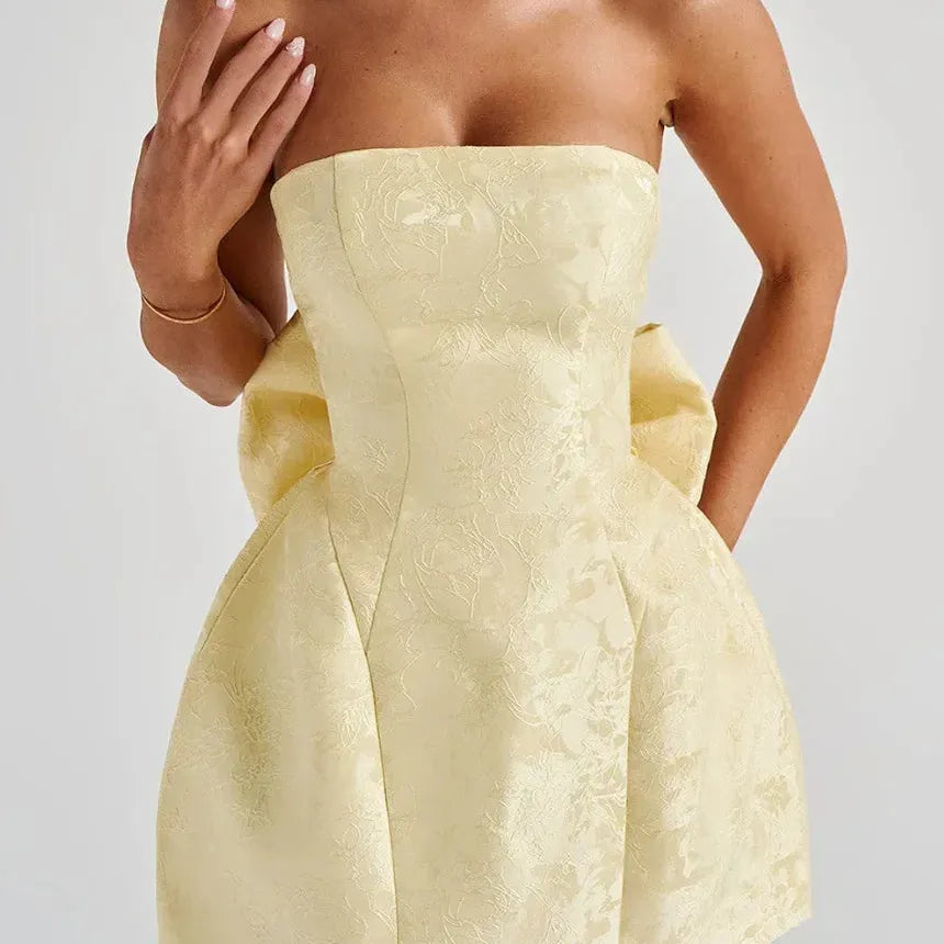Strapless Jacquard-Look Mini Dress