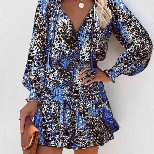 Short Ruffle Print Dress