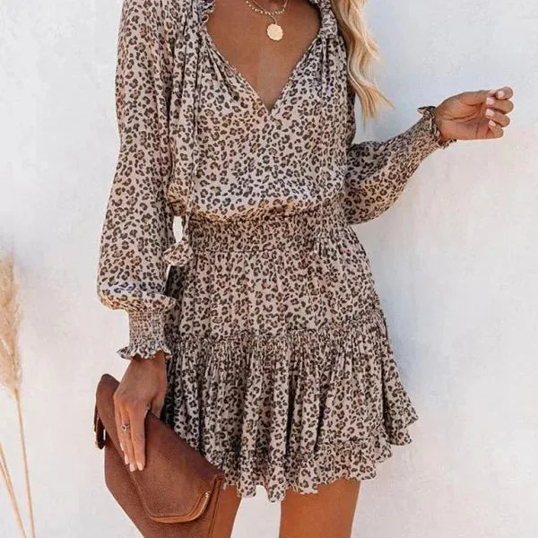 Short Ruffle Print Dress