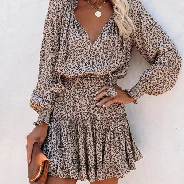 Short Ruffle Print Dress