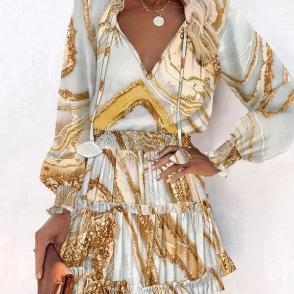 Short Ruffle Print Dress