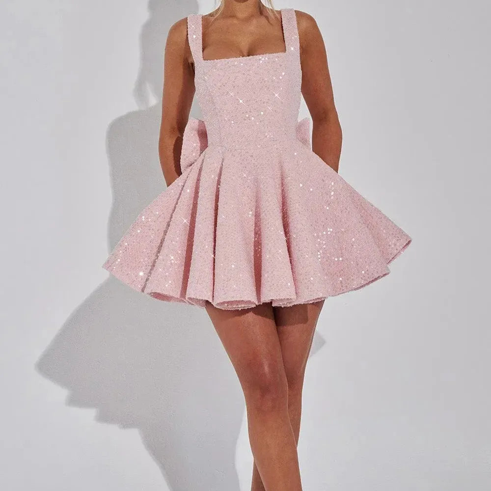 Sparkly Bow Mini Dress